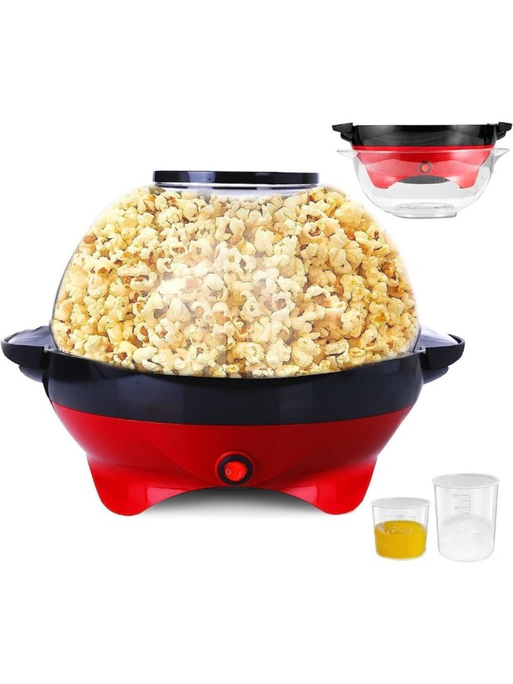 6 Quart Electric Popcorn Maker - Stir Crazy Hot Oil Popper with Nonstick Plate